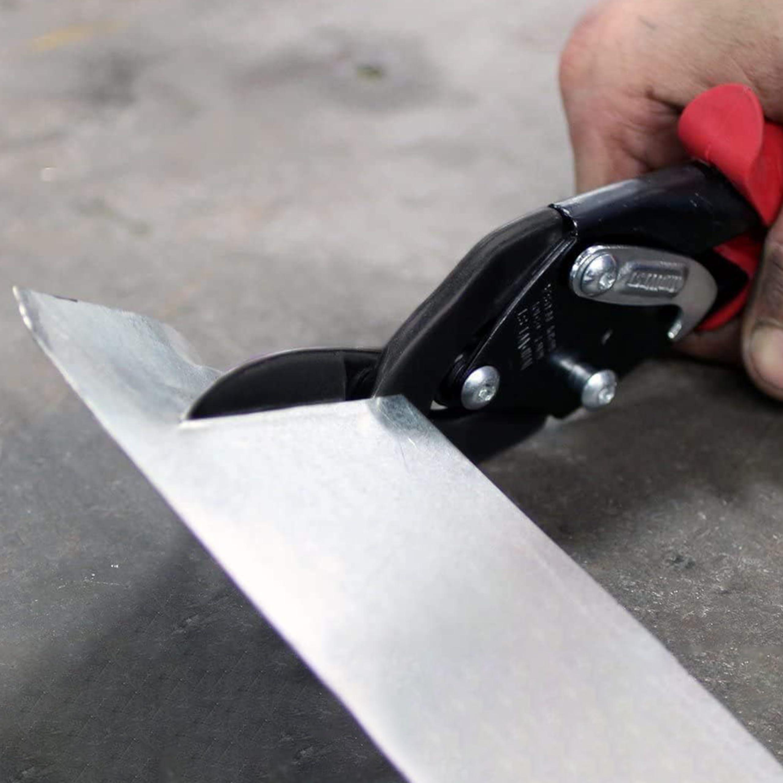 Midwest Tool & Cutlery MIDWEST Blackout Series Aviation Snip - Left Cut Offset Tin Cutting Shears with Forged Blade & KUSH\'N-POWER Comfort Grips - MWT-6510LO