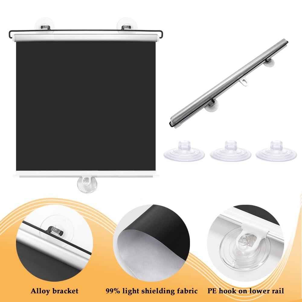 HomeLoft Basics Temporary Blackout Roller Shades Privacy Roller Blinds Portable Window Shades with Suction Cups Easy to Install for Home,Office,Bedroom,Door(Gray,W23 x H49)