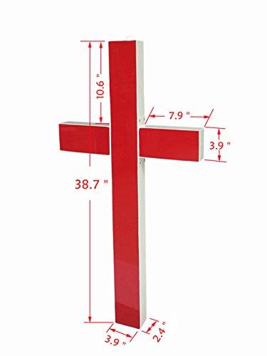 FixtureDisplays FixtureDisplays Premium Metal & Acrylic Cross LED Lighted Cross, Christian Lighted Church Sign, Perfect for Indoors & Outdoors 18101-RED