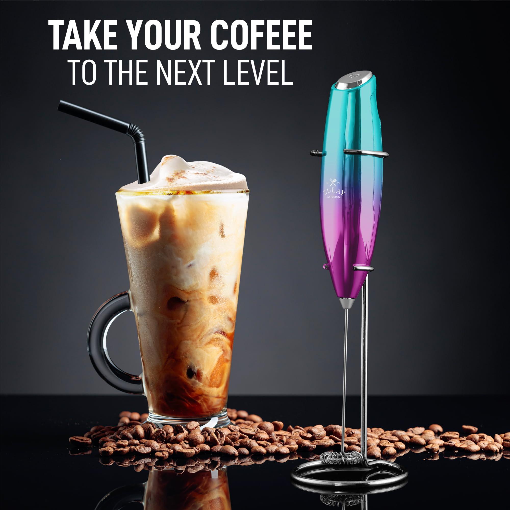 Zulay Kitchen Zulay Kitchen Executive Series Milk Frother Wand - Upgraded & Improved Stand - Ideal Coffee Gift - Coffee Frother Handheld Foam Maker For Lattes - Electric Milk Frother Handheld For Cappuccino