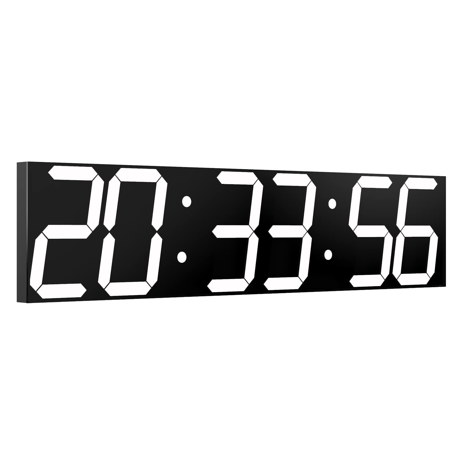 CHKOSDA CHKOSDA Digital Wall Clock, Oversize Led Digital Clock with Auto Dimmer, Huge Countdown Timer with Remote Control, 27\" Wide Led Display, 6 Digits, Wall Mount, Date and Temperature (White)