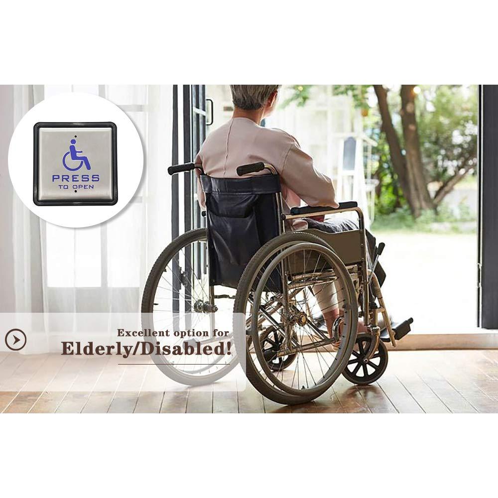 OlideSmart Heavy Duty Handicap Door Opener with 2 Wireless Stainless Steel Push Plate swithes for Disabled, max Door Weight 440lbs