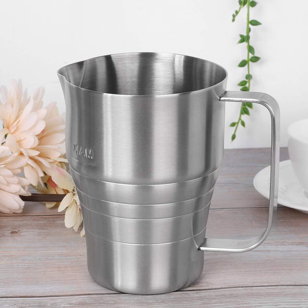Gsycle Milk Frothing Pitcher, Stainless Steel Milk Frother Cup 900ml Milk Container Milk Steamer Cup Milk Container with Scale for Latte Art