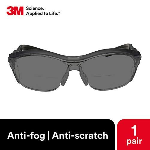 3M 3M Safety Glasses with Readers, Nuvo Readers, +2.0 Diopter, ANSI Z87, Gray Lens, Gray Frame, Soft Nose Bridge, Side Shields