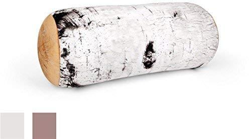 Deluxe Comfort Deluxe Comfort Microbead Log Pillow (14\" x 7\") Airy Squishy Soft Microbeads Stress and Neck Tension Relief Rustic Wood Log Style Neck Pillow, Birch Wood