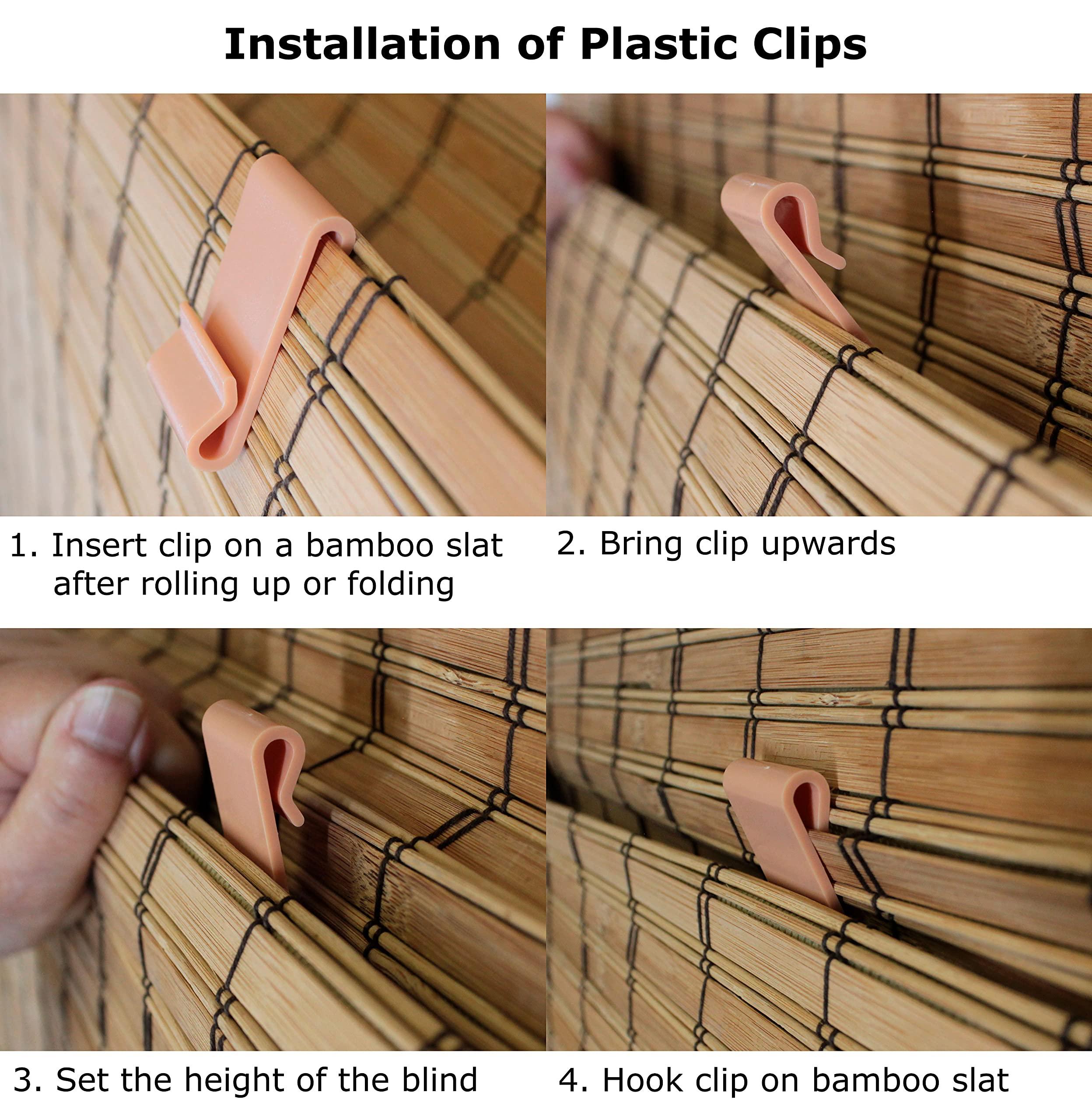 Seta Direct Seta Direct, Brown Cordless Bamboo Slat Roll Up Blind with Privacy Backer Liner - 60-Inch Wide by 72-Inch Long