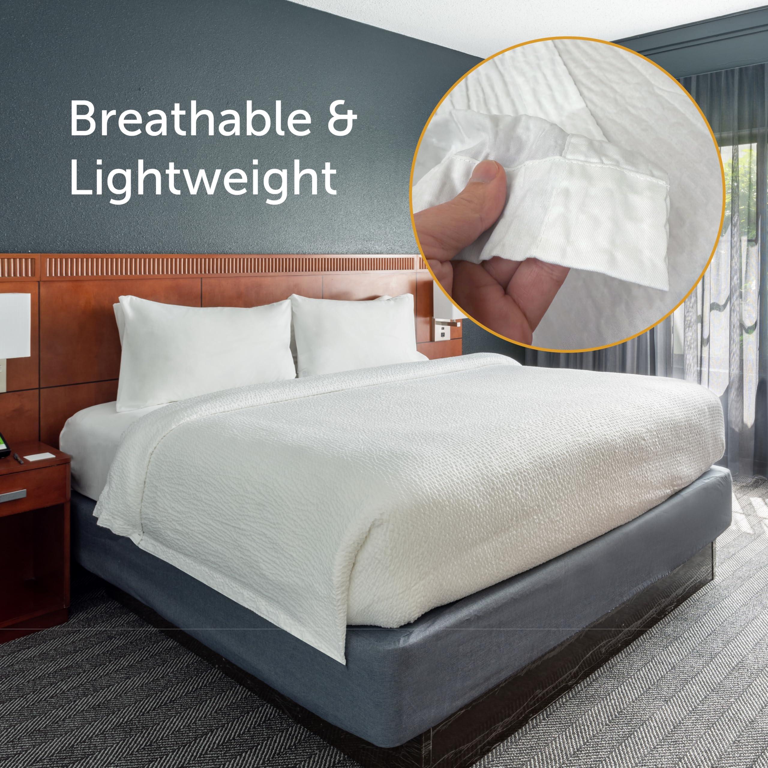 Courtyard by Marriott Courtyard by Marriott Textured Coverlet - Lightweight Coverlet with Wash-Activated Ripple Texture Exclusively for Courtyard - White - Queen, Perfect for Warmer Temperatures, Breathable