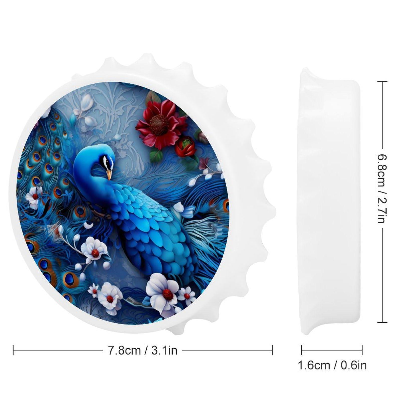 XKAWPC Peacock Flowers Magnetic Bottle Opener Funny Beer Opener Fridge Sticker for Refrigerator White-Style