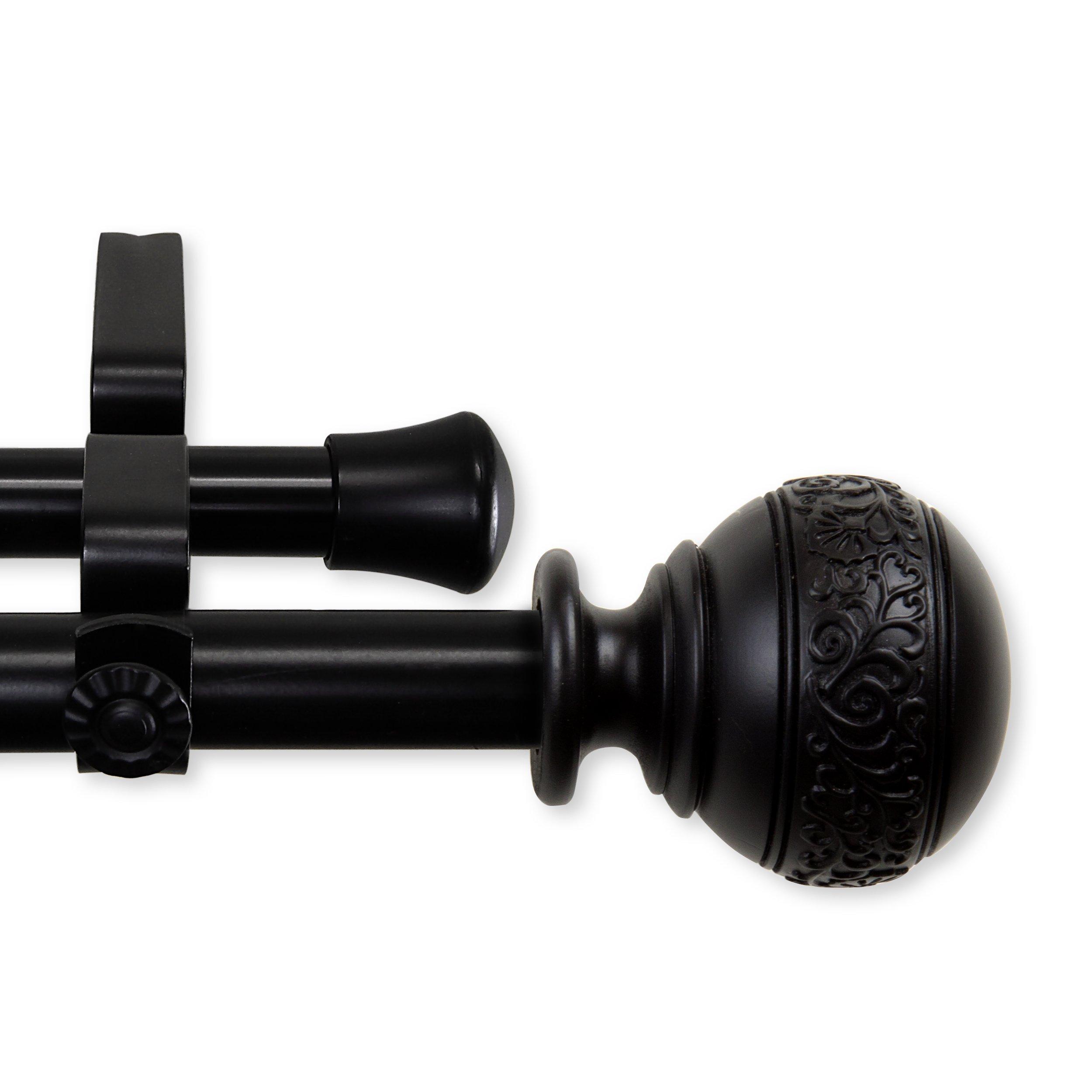 Rod Desyne Rod Desyne 13/16" Nathan Bay Window Double Curtain Rod, 20-36", 38-72", Black