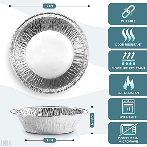LEGLO Silver Aluminum Foil Tart Pan - 100Pcs Disposable Mini Pie Tins Round Pan for Cake Pie Tin Foil Pans Tin - Tin 2.9 inch Liners Aluminum Pans Disposable Mini Tart Pan Mini Cheesecake Pans for Baking