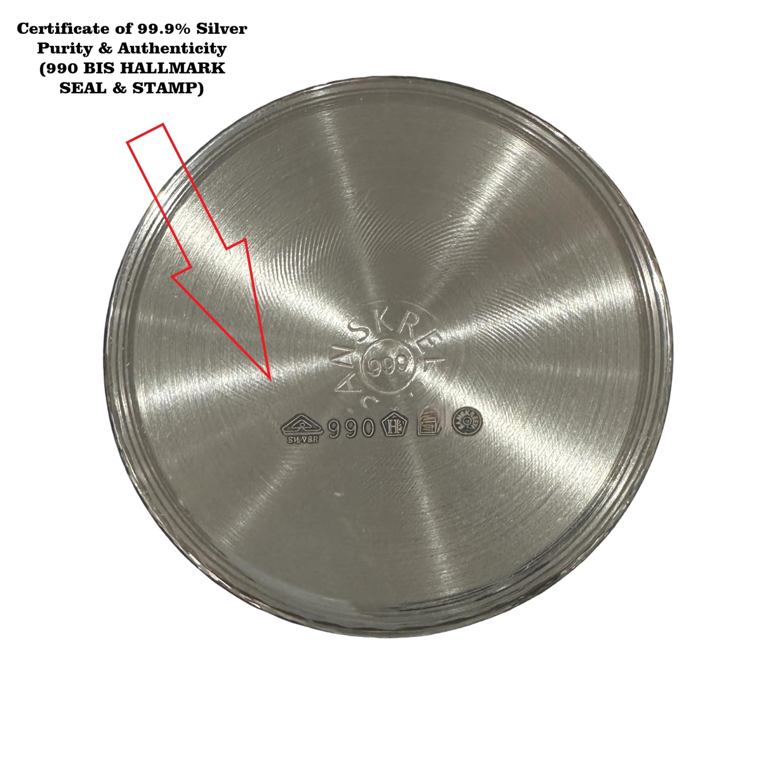 Balaji 999 Pure Silver Hallmarked Glass - Style#03 (Glass 3.25 inch- 60 grams)