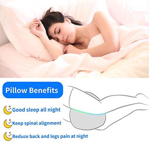 LVOPO LVOPO Knee Pillow for Side Sleepers with Elastic Strap, Memory Foam Leg Pillow, Ideal for Spine Alignment, Hip, Back & Joint Pain Relief, for Better Sleeping with Breathable & Washable Cover