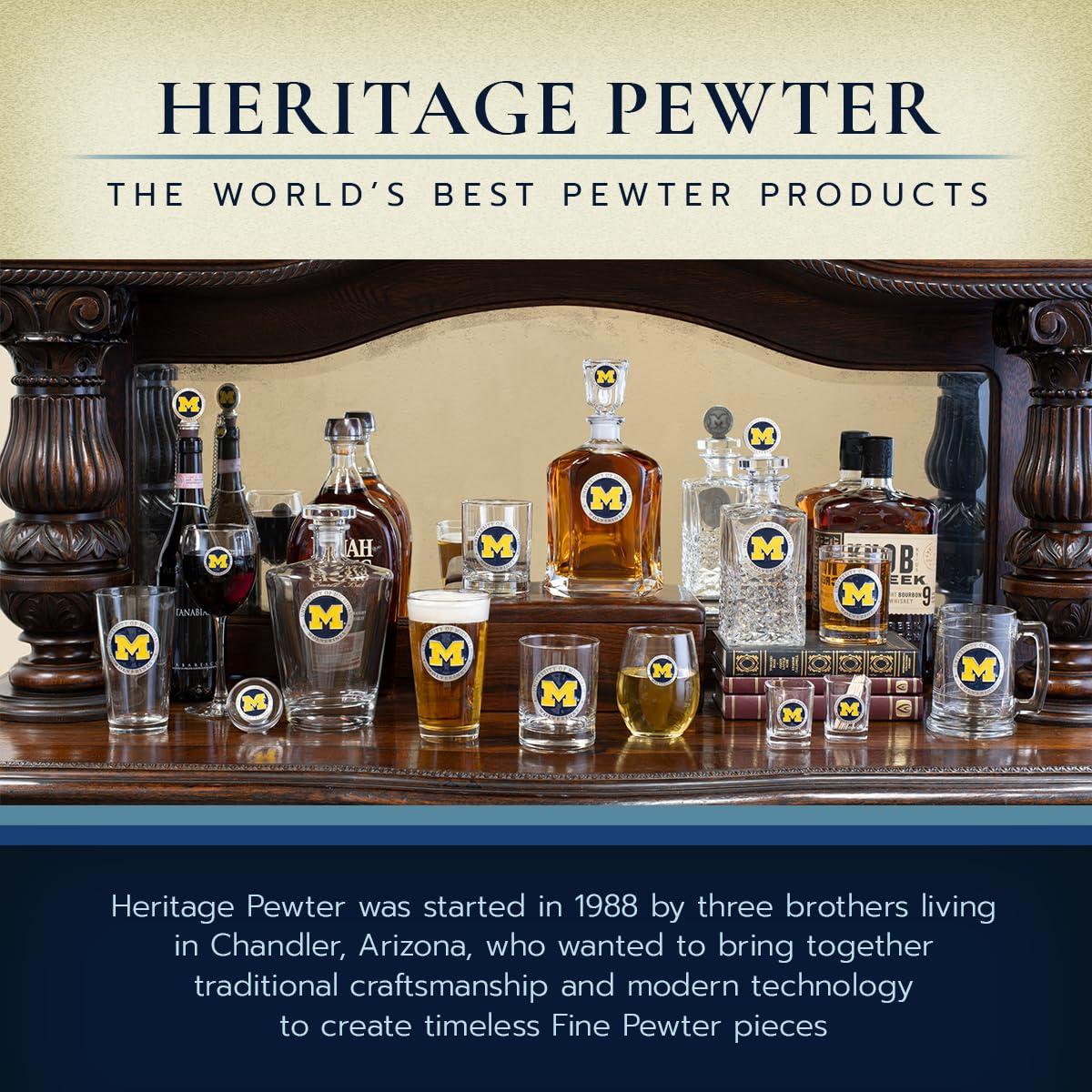 Heritage Pewter Heritage Pewter Bourbon Capitol Decanter with Liquor Label | 25 OZ Glass Liquor Decanter with Airtight Stopper | Expertly Crafted Pewter Glass