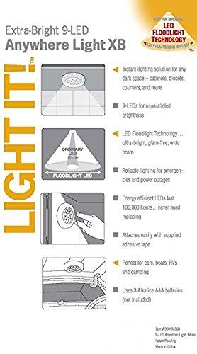 LIGHT IT! by Fulcrum LIGHT IT! by Fulcrum 30014-303 9 LED Wireless Anywhere Stick On Tap Light, 6 Pack, Black