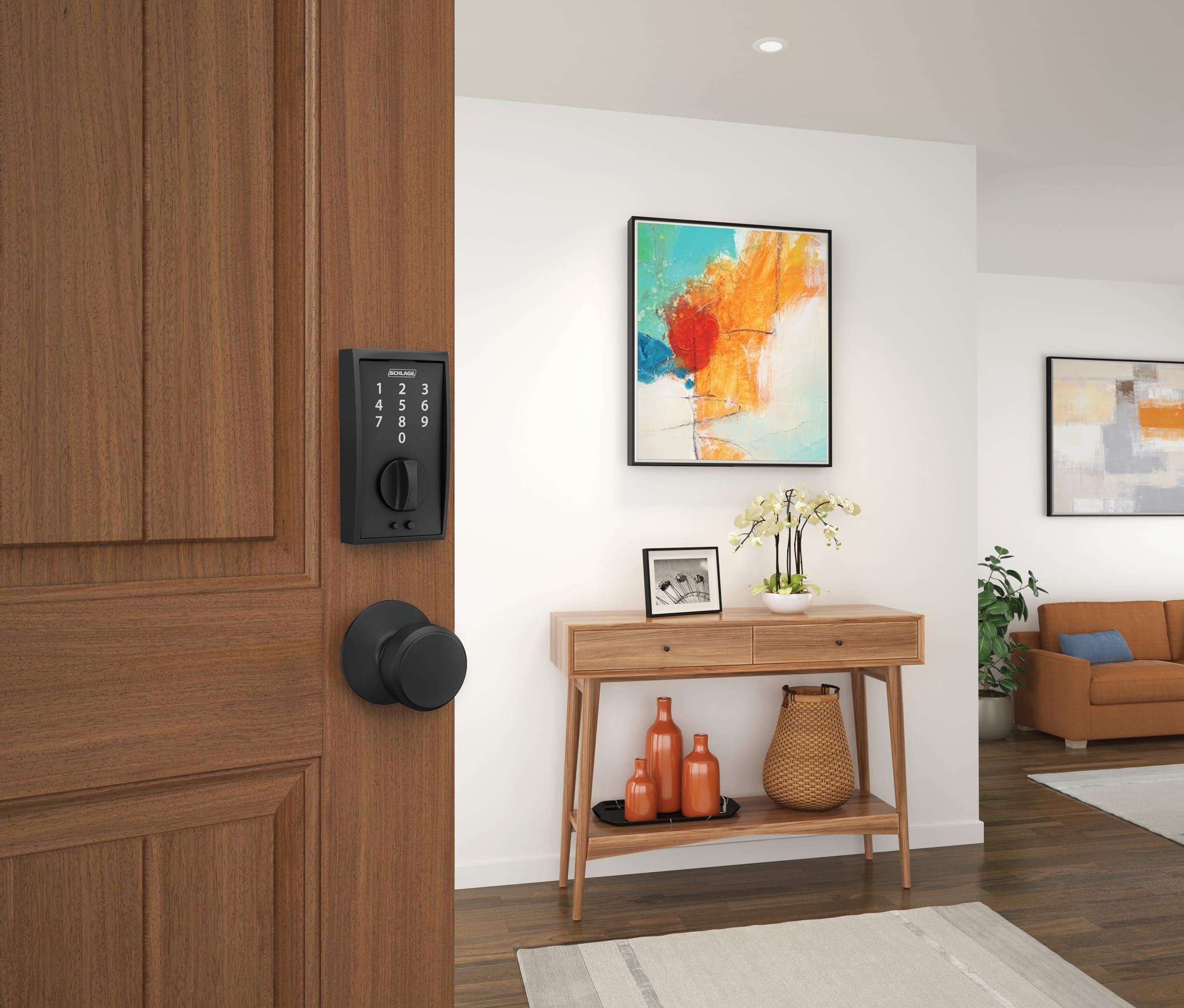SCHLAGE SCHLAGE BE375 CEN 622 Touch Keyless Touchscreen Electronic Deadbolt Lock, Matte Black