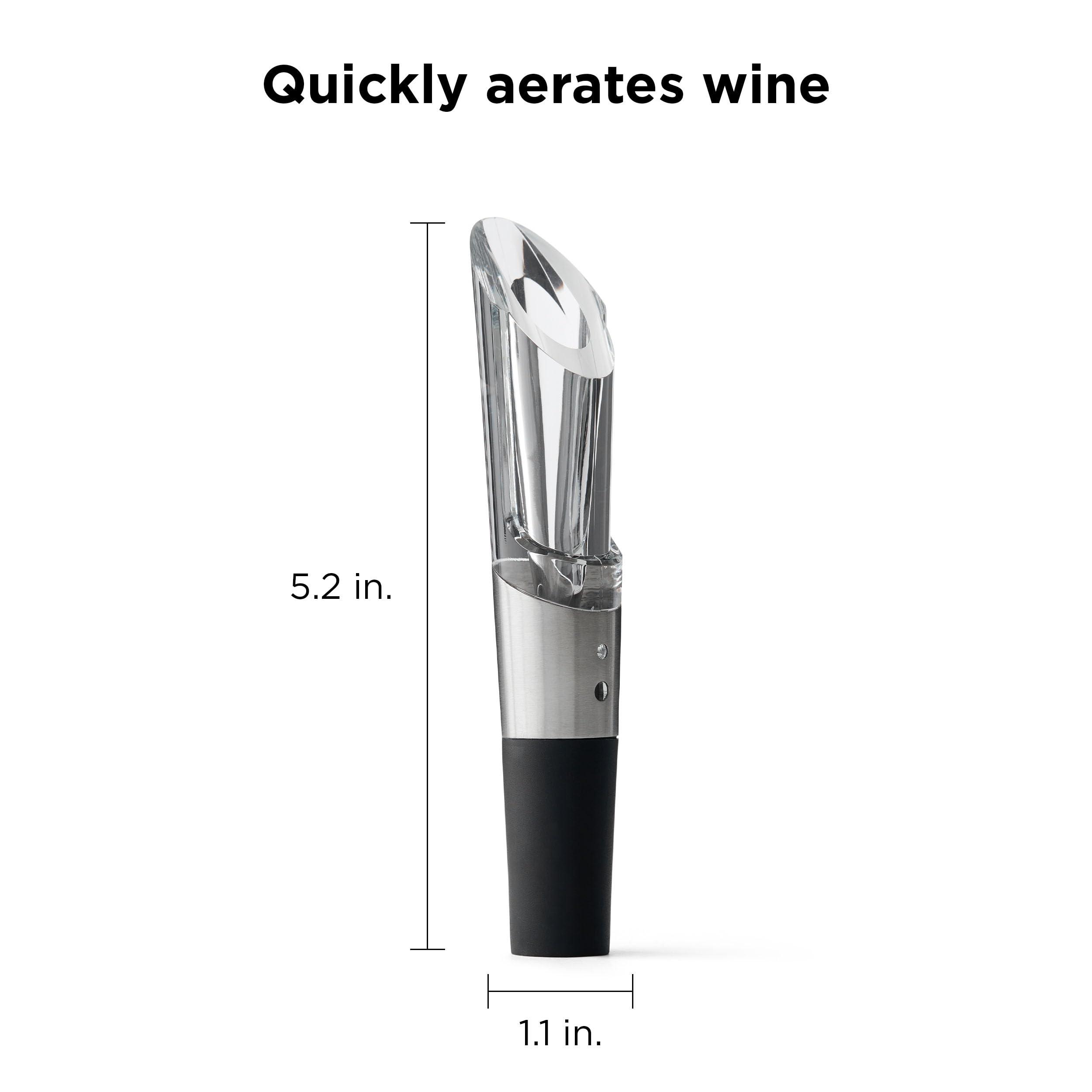 Rabbit Rabbit Wine Aerator and Pourer, 1.1 x 1.1 x 5.2 inches, Clear/Stainless Steel