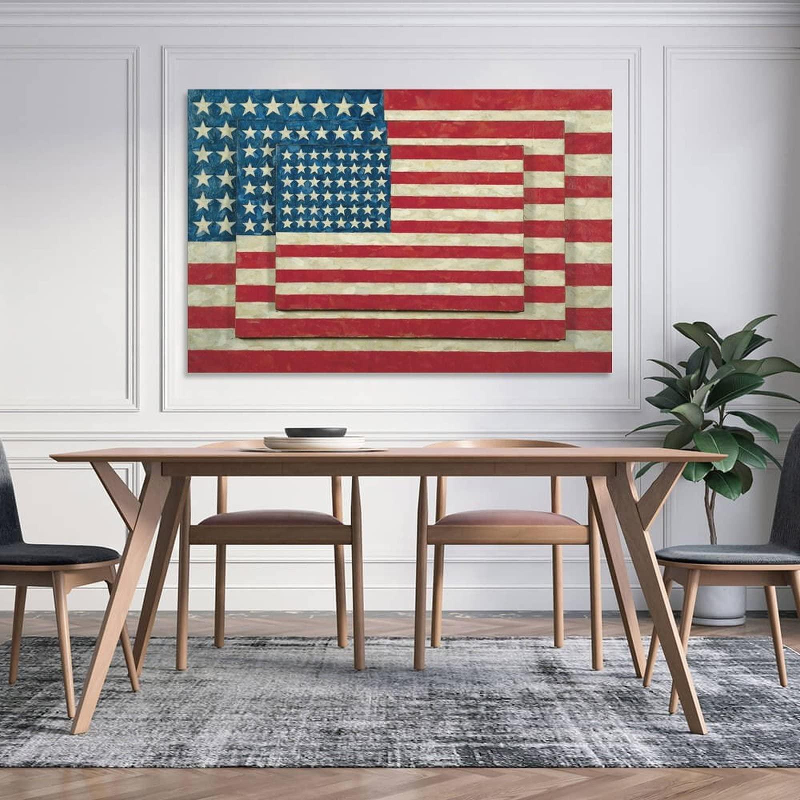 CGUSX Jasper Johns - Three Flags Poster Decorative Painting Canvas Wall Art Living Room Posters Bedroom Painting 16x24inch(40x60cm)