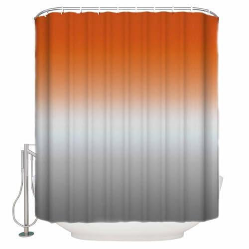 Wotrend Abstract Shower Curtain for Bathroom 72\" x 84\" Gradient Orange and Gray Shower Curtain with Hooks Polyester Waterproof Home Bathtub Decor