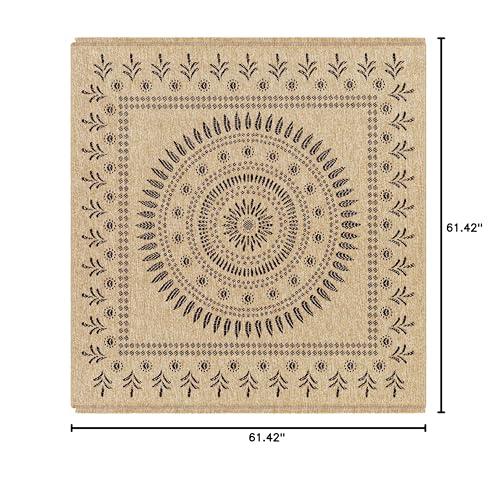 BoutiqueRugs BoutiqueRugs Beata Traditional, Transitional Area Rug - Outdoor Safe - Tan, Black White, White Tonal - 5'1" Square