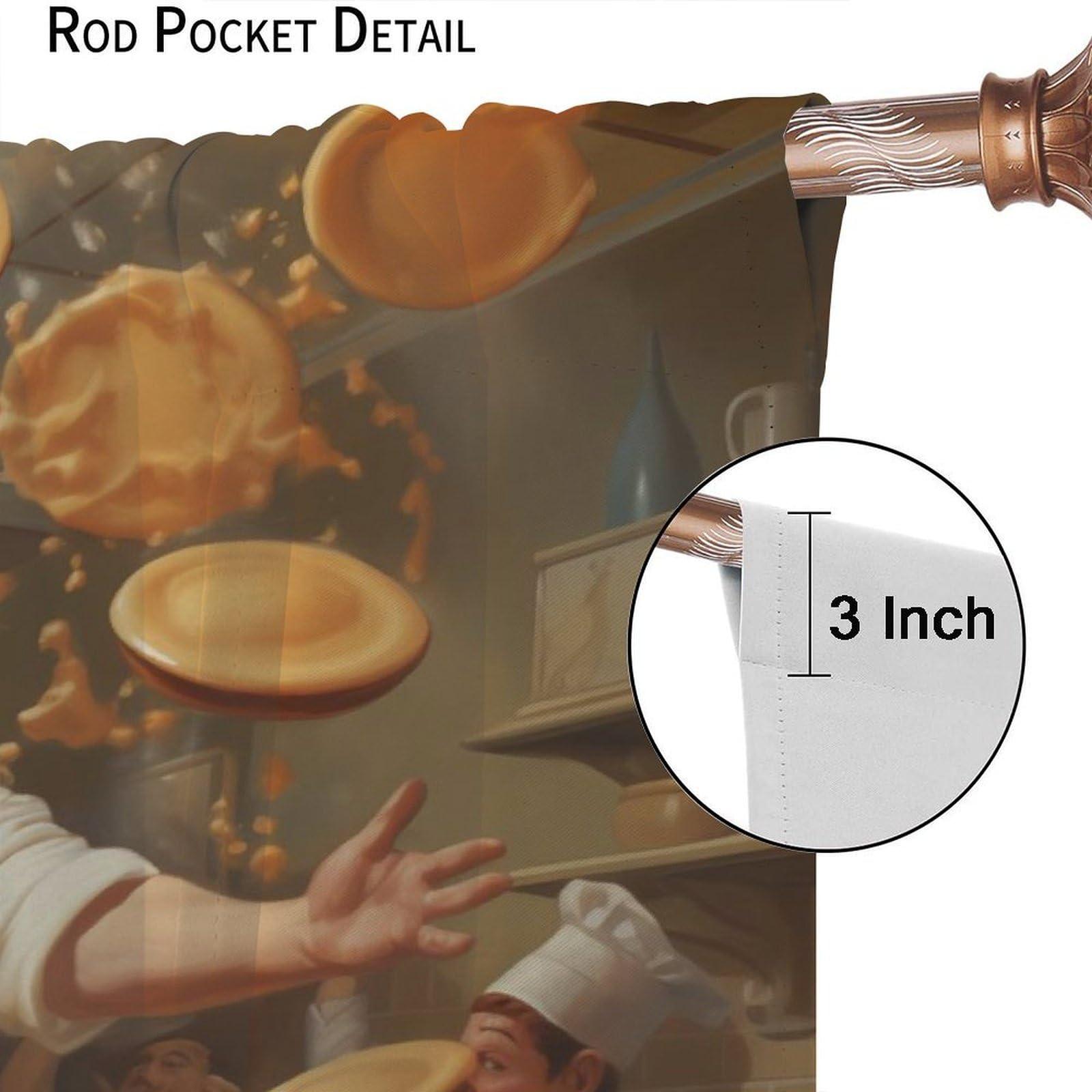 YungHo YungHo Chef Curtains, Fat Chef Door Busy Scene in The Kitchen Patterned Blackout Window Treatment, Beautiful Room Dcor & Easy Set Up 21" W x 45" L x2Decor