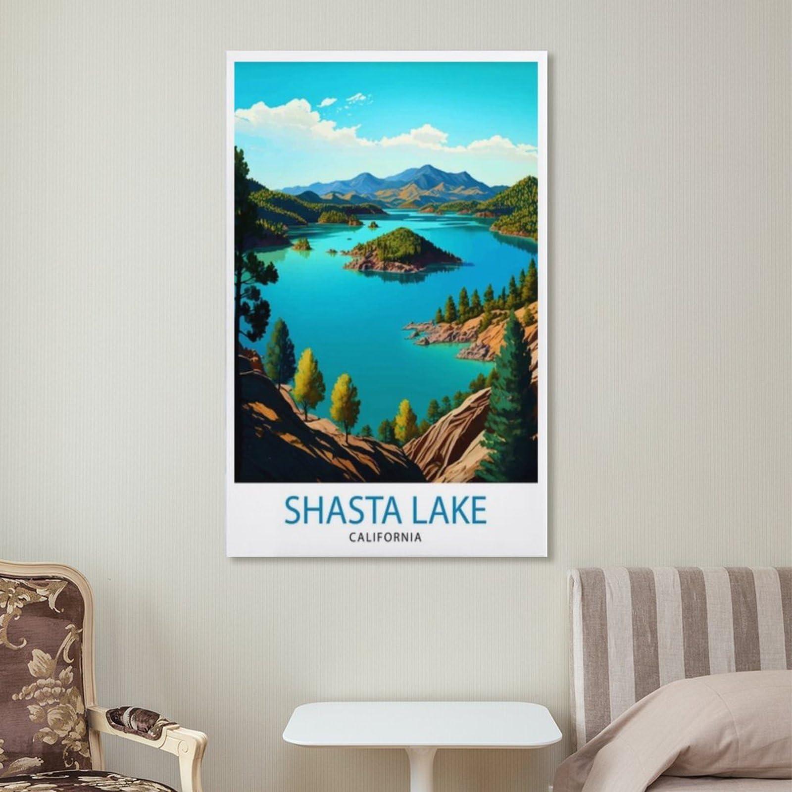 Generic Shasta Lake California (2) Travel Poster Canvas Wall Art Print Modern Home Room Decor Poster Picture 16x24inch(40x60cm)
