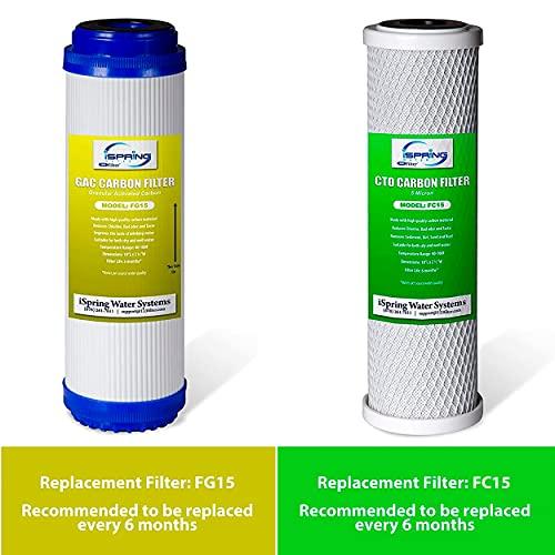 iSpring iSpring CKC2 High Output 2 Stage Countertop Water Filtration Dispenser System-Includes Activated Carbon Block Filters, White