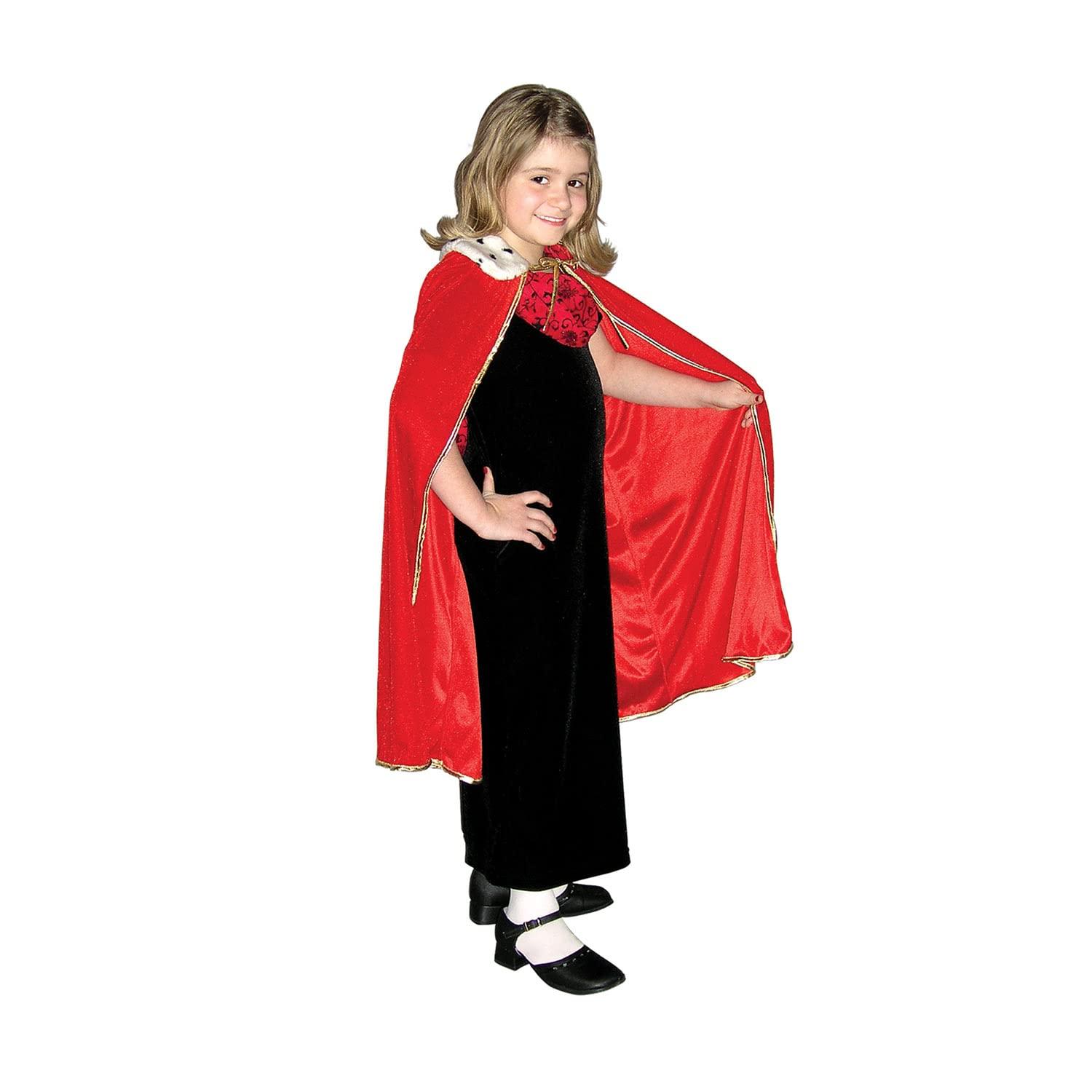 Beistle Beistle Child Size Red King Queen Robe, Fantasy Prince Princess Medieval Halloween Costume Cape Mardi Gras Accessory, 33\"