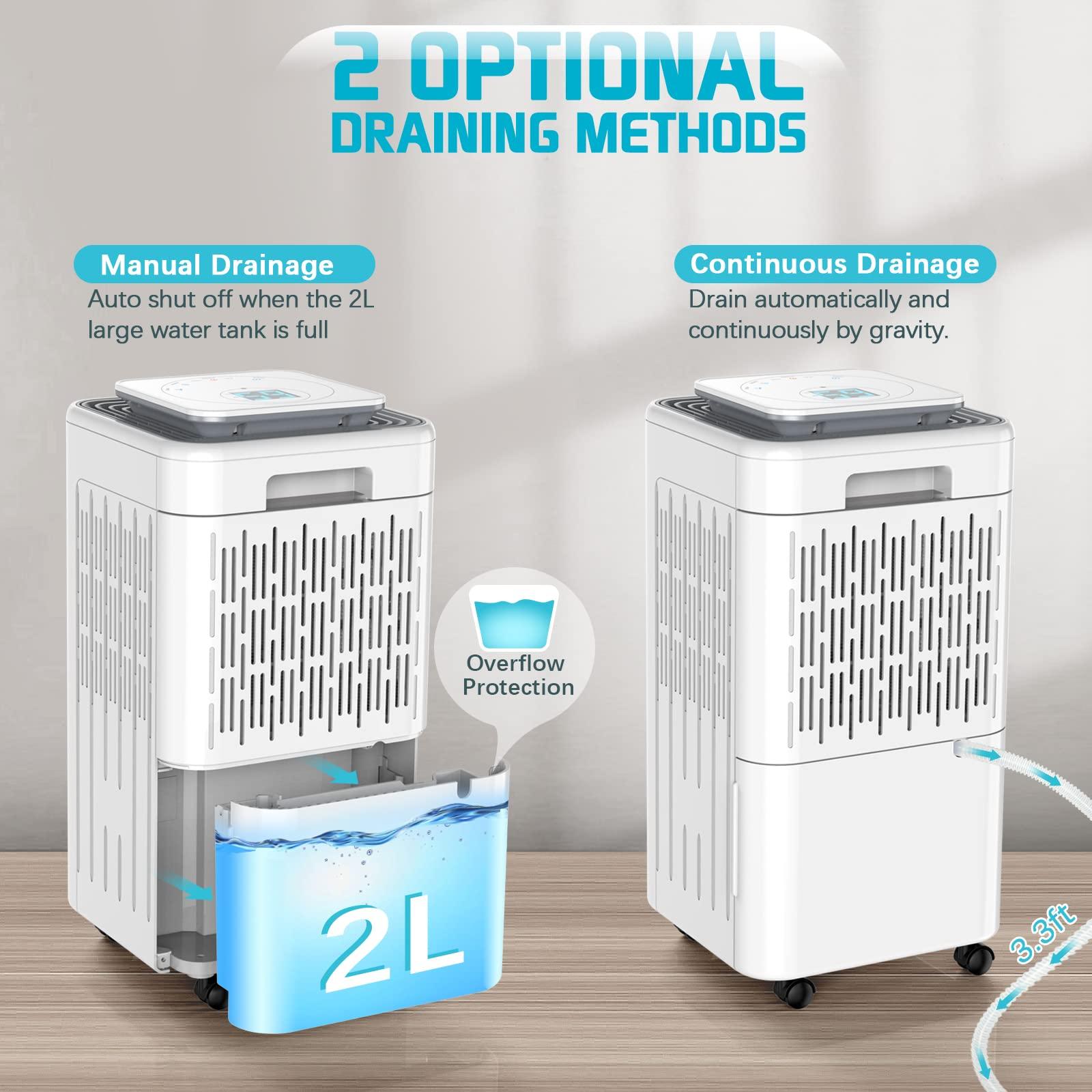 LUKO LUKO 2000 Sq. Ft Dehumidifiers for Large Room and Basements, 30 Pints Dehumidifier with Drain Hose, Auto or Manual Drainage, 0.528 Gallon Water Tank, Auto Defrost, Dry Clothes Function, 24H Timer
