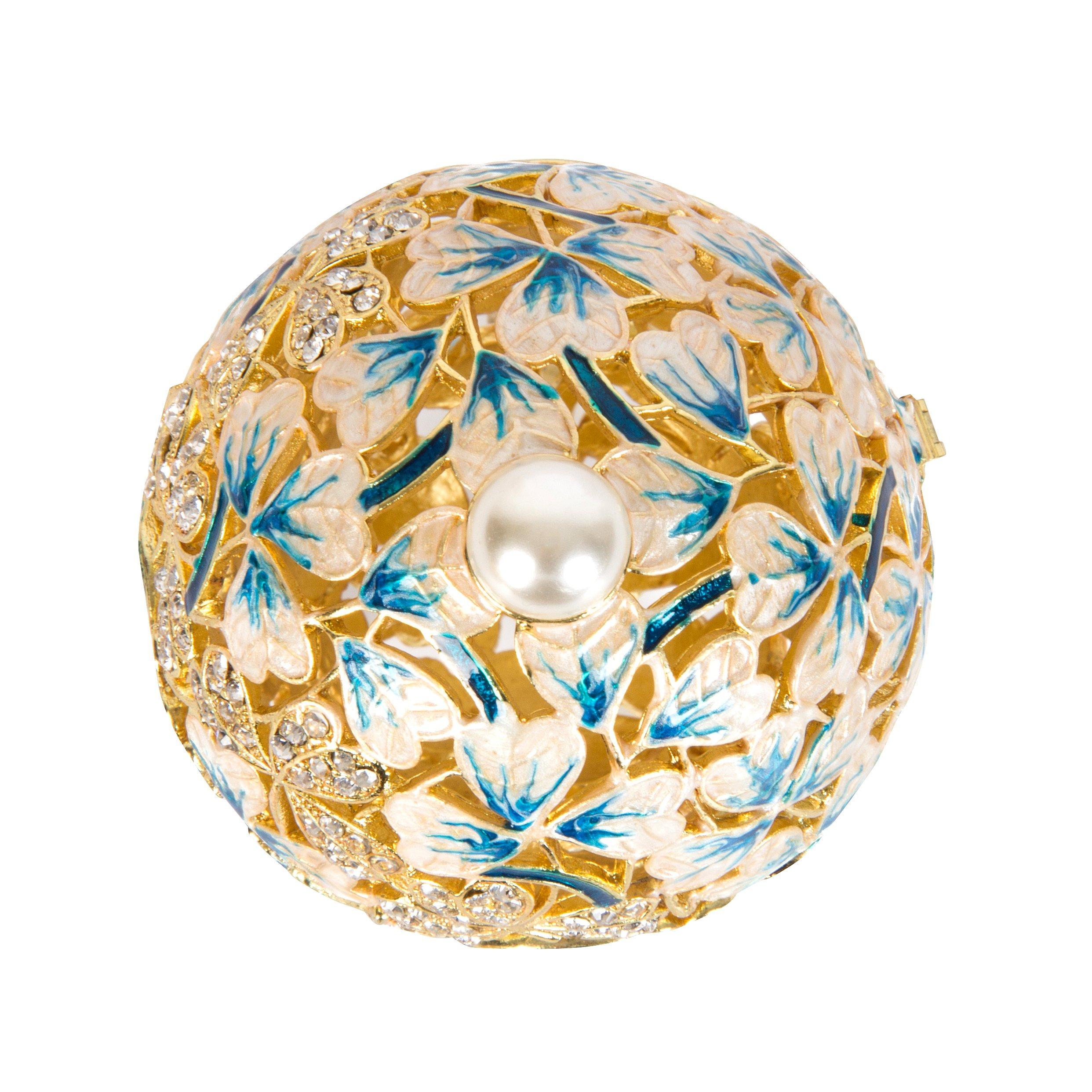 QIFU QIFU Hand Painted Easter Egg Style Enamel Trinket Box Unique Gift for Family