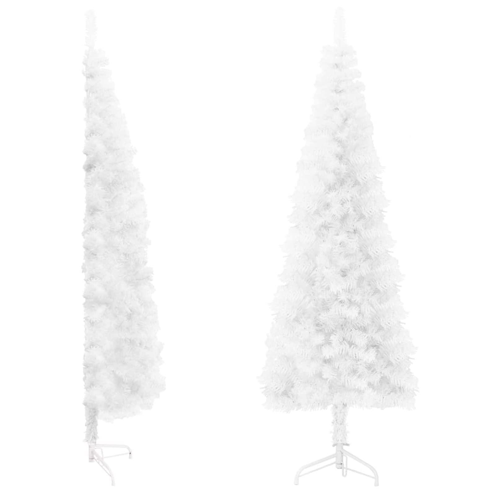 ZEYUAN ZEYUAN Slim Artificial Half Christmas Tree with Stand Christmas Artificial Tree Christmas Tree Stand White 7 ft