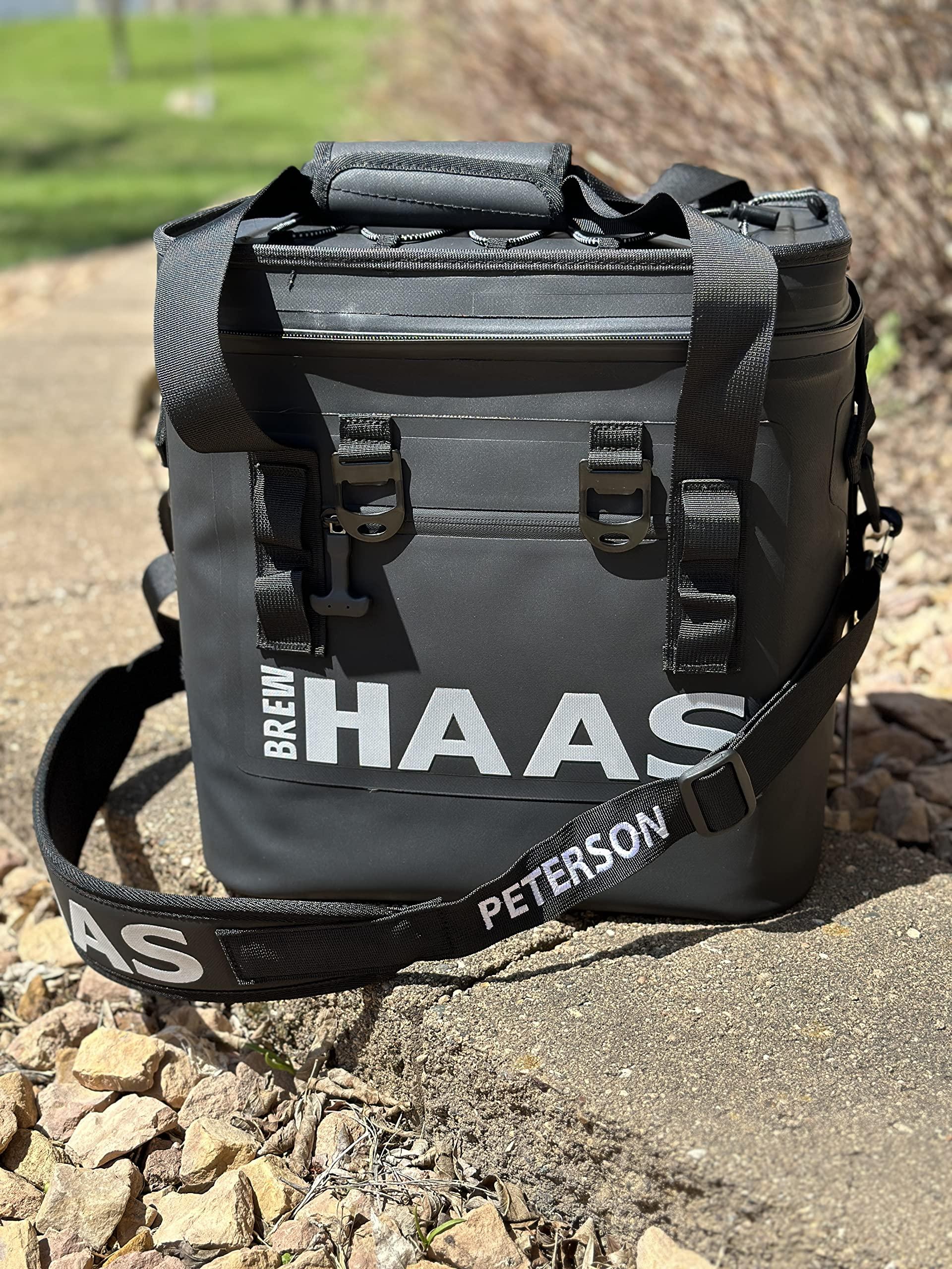 BREW HAAS BREW HAAS Personalized/Customized Soft Sided Cooler Bag, Matte Black, Leak Proof Zipper, Insulated, Waterproof, Keeps Items Cold for 24+ Hours for Groomsmen, Birthday gifts