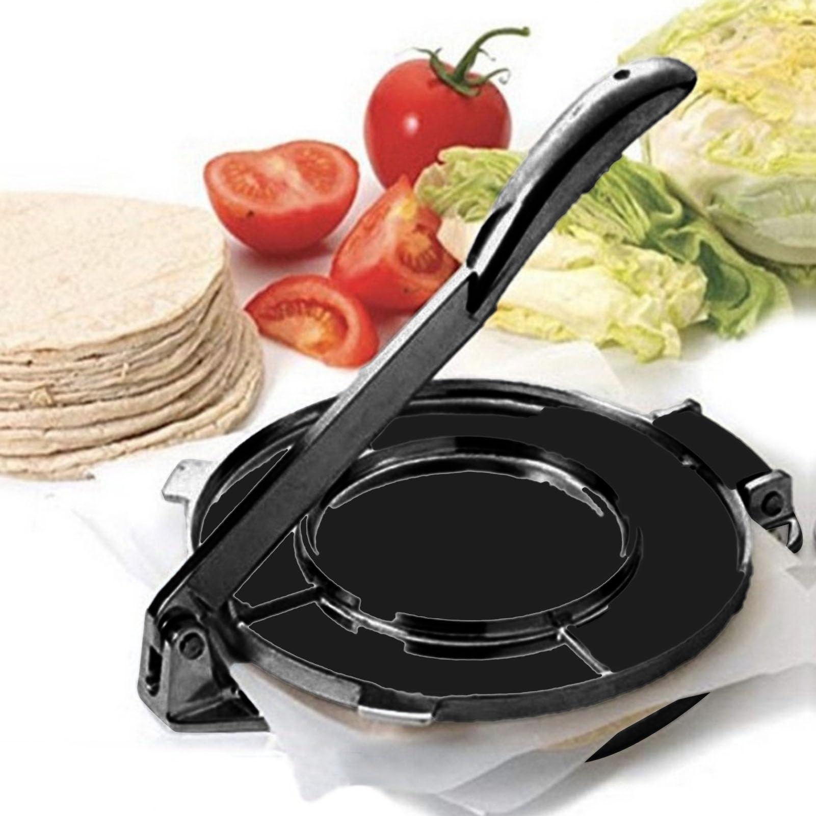 DAUZ Tortilla Press, Multifunctional Roti Maker for Home (20cm Black)