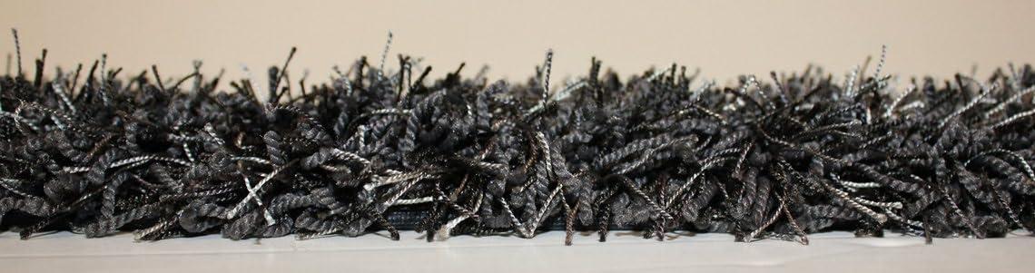 KOECKRITZ KOECKRITZ Half Round 7'X3'6" Black Marble Shaggy Indoor Area Rug - Shaggy Carpet with Premium Bound Polyester Edges.