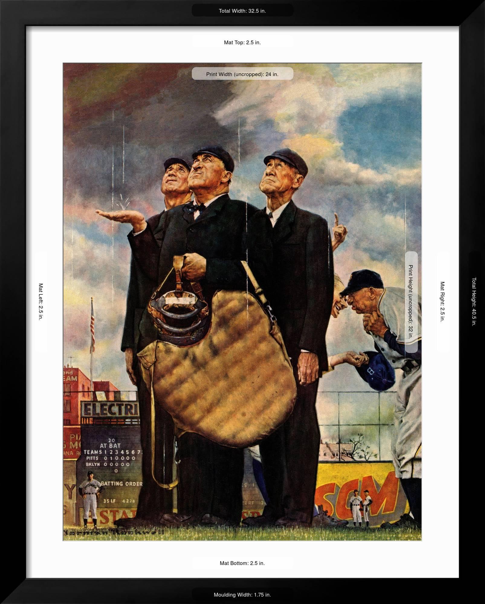 AllPosters AllPosters Wall Giclee Print Tough Call - Bottom of the Sixth (Three Umpires), April 23, 1949 on Black Frame by Norman Rockwell, 24x32