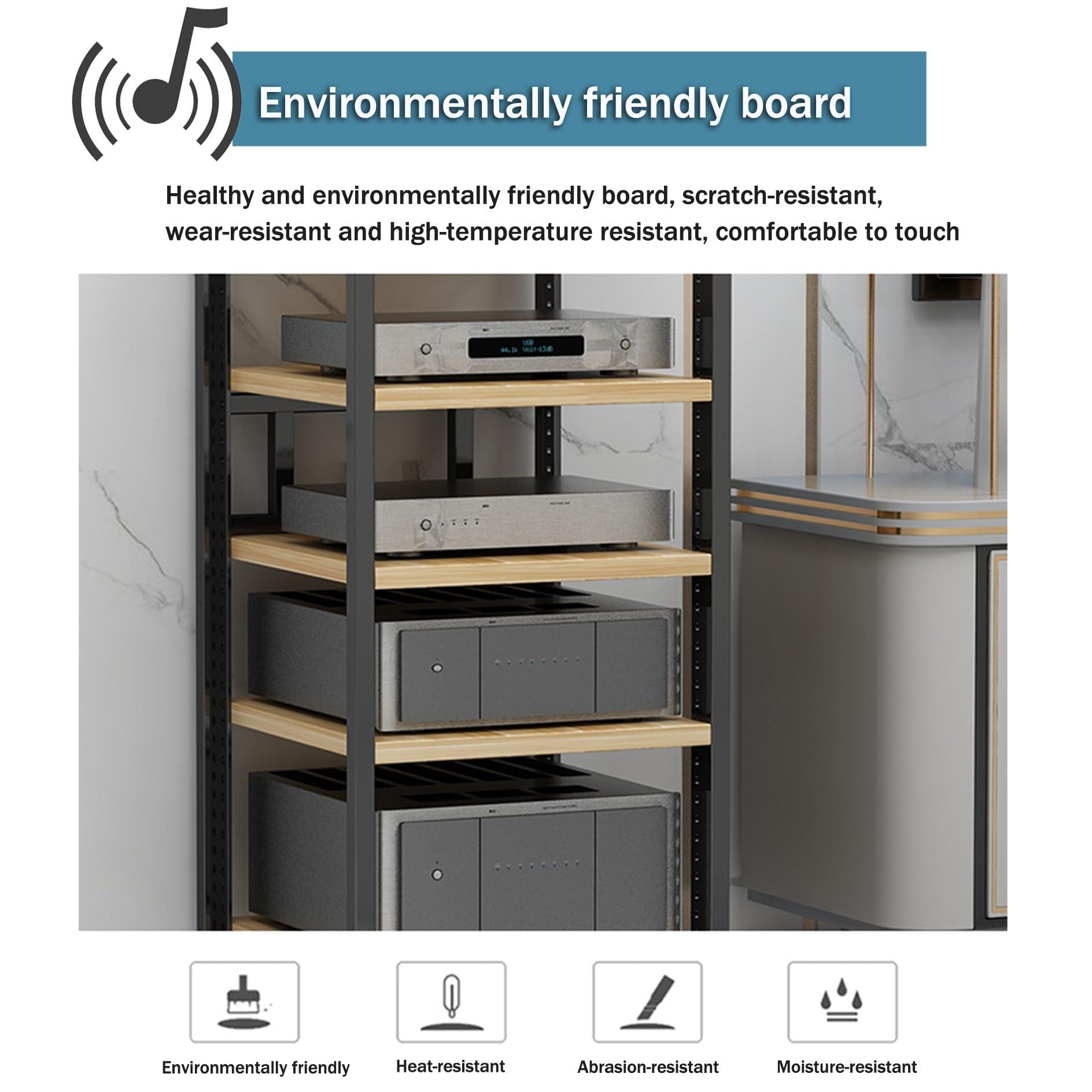 Leaceuv Audio-video Shelving AV Media Stand with Wheel Hifi Rack Stereo Cabinet Game Console Shelf 3/4/5/6-Tier DVD Holder Stand Tower with Adjustable Shelves Corner Stands for Living Room(Walnut,50x40x80cm)