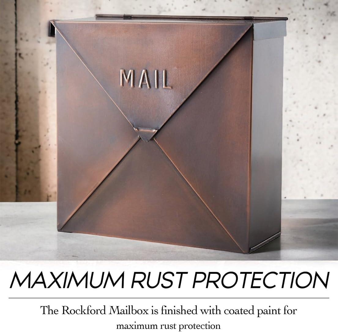 NACH NACH Mailboxes for Outside Wall Mount, 10 x 10 x 4 inch Antique Copper Mail Boxes for House Outside, Waterproof Mailboxes for Outside - Chicago Style Mail Box