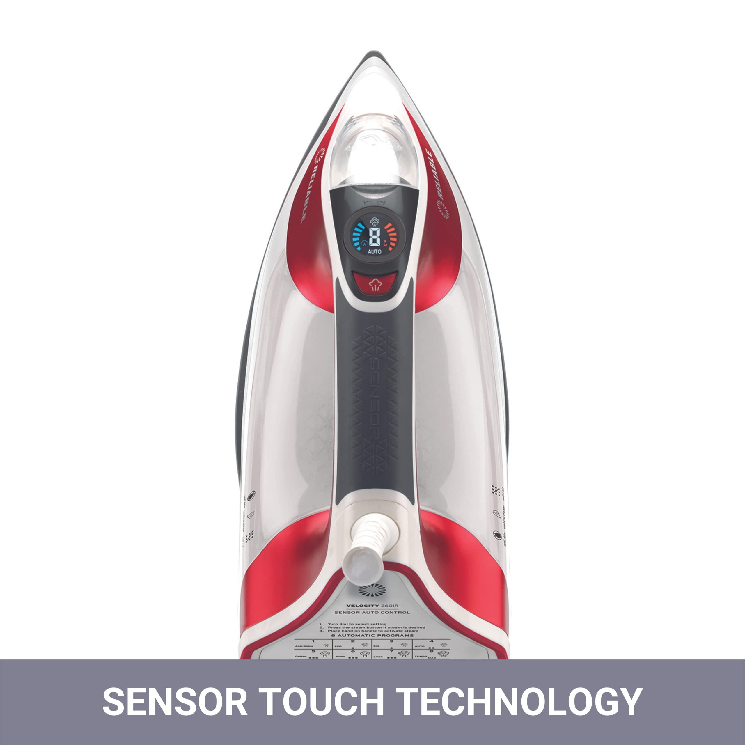 Reliable Reliable Velocity 270IR Steam Iron - Auto Control Compact Vapor Generator with Sensor Technology, Patented Technology for Continuous Steam, Zero Leaks, Perfect Temperature, 8 Programmable Setting