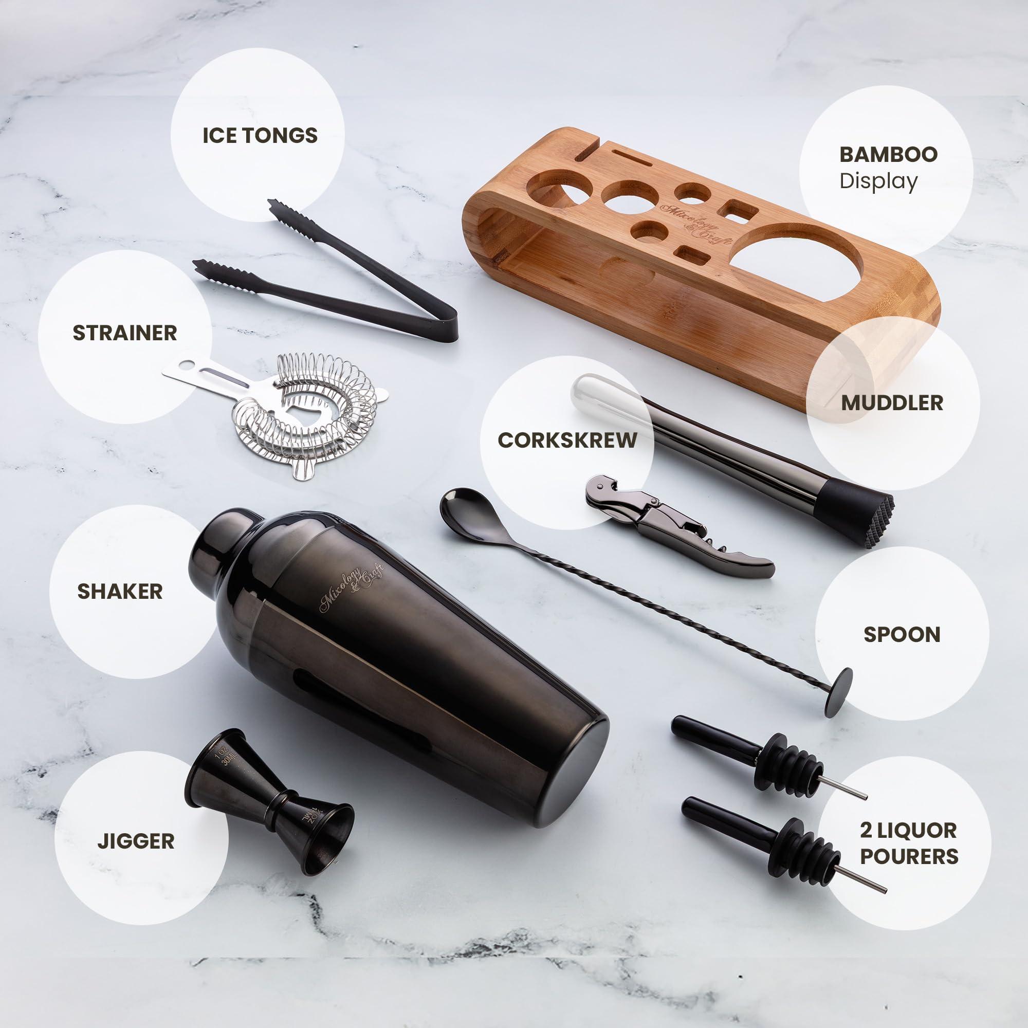 Mixology & Craft Mixology & Craft Bartender Kit: 10-Piece Bar Tool Set with Bamboo Stand | Perfect Home Bartending Kit and Martini Cocktail Shaker Set Great Drink Mixing Experience | Fun Housewarming Gift (Gun-Metal)