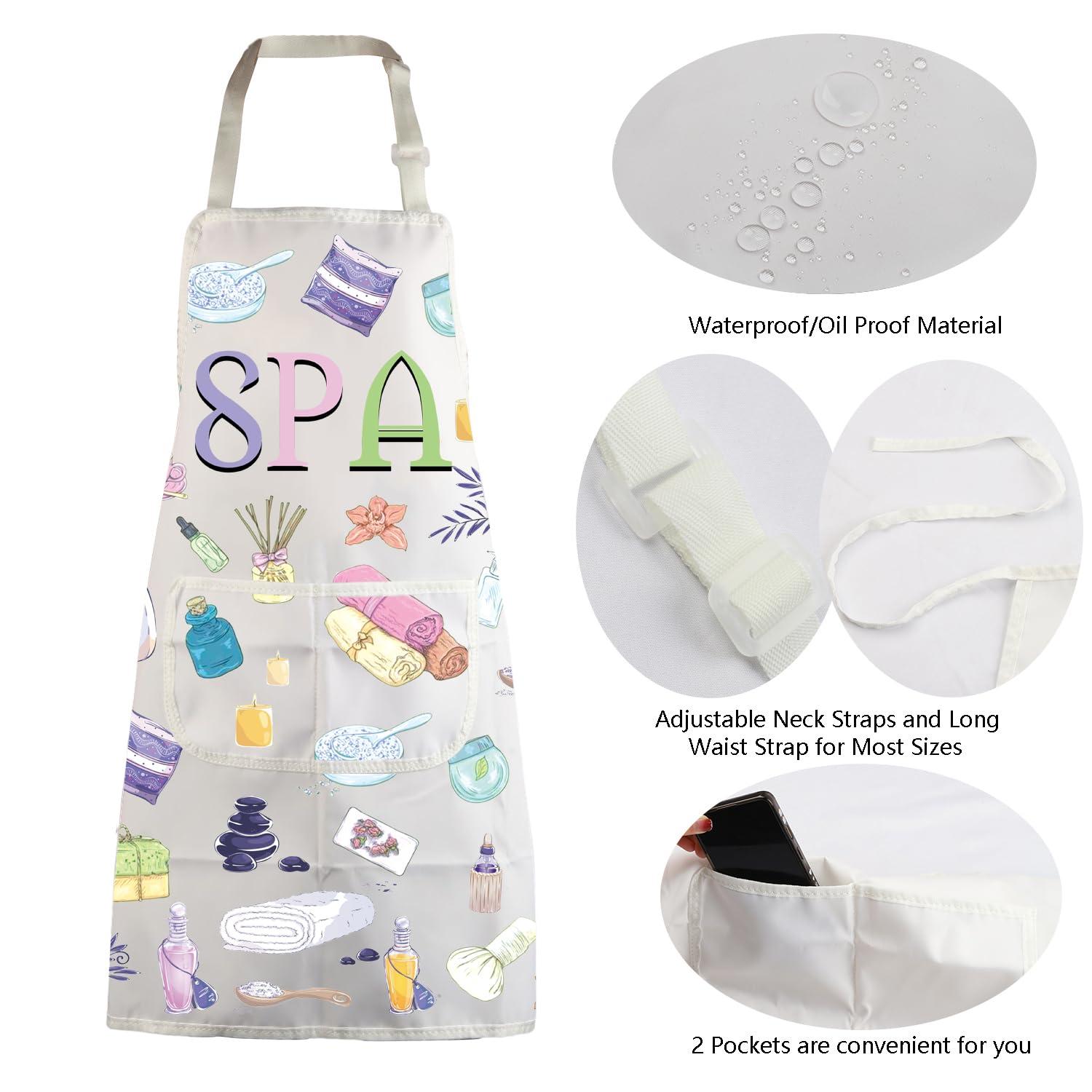 MBMSO MBMSO SPA Apron with Pockets SPA Massage Gifts SPA Apron for Aesthetician Gifts Massage Therapist Masseuse Masseur Gift Apron (SPA Apron-w)