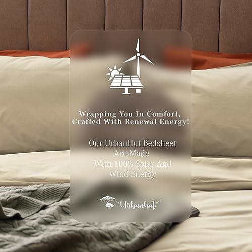 URBANHUT URBANHUT 700 Thread Count Egyptian Cotton Sheets King Size, 4Pc Bed Sheet Set Soft Luxury Bed Sheets for King Size Bed, Sateen Weave Hotel Sheets, 16\'\' Elasticized Deep Pocket - Sand
