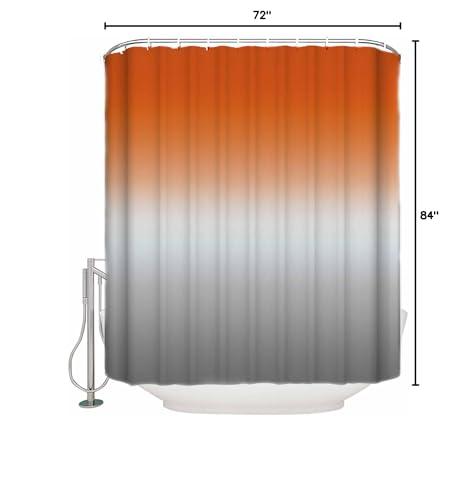 Wotrend Abstract Shower Curtain for Bathroom 72\" x 84\" Gradient Orange and Gray Shower Curtain with Hooks Polyester Waterproof Home Bathtub Decor