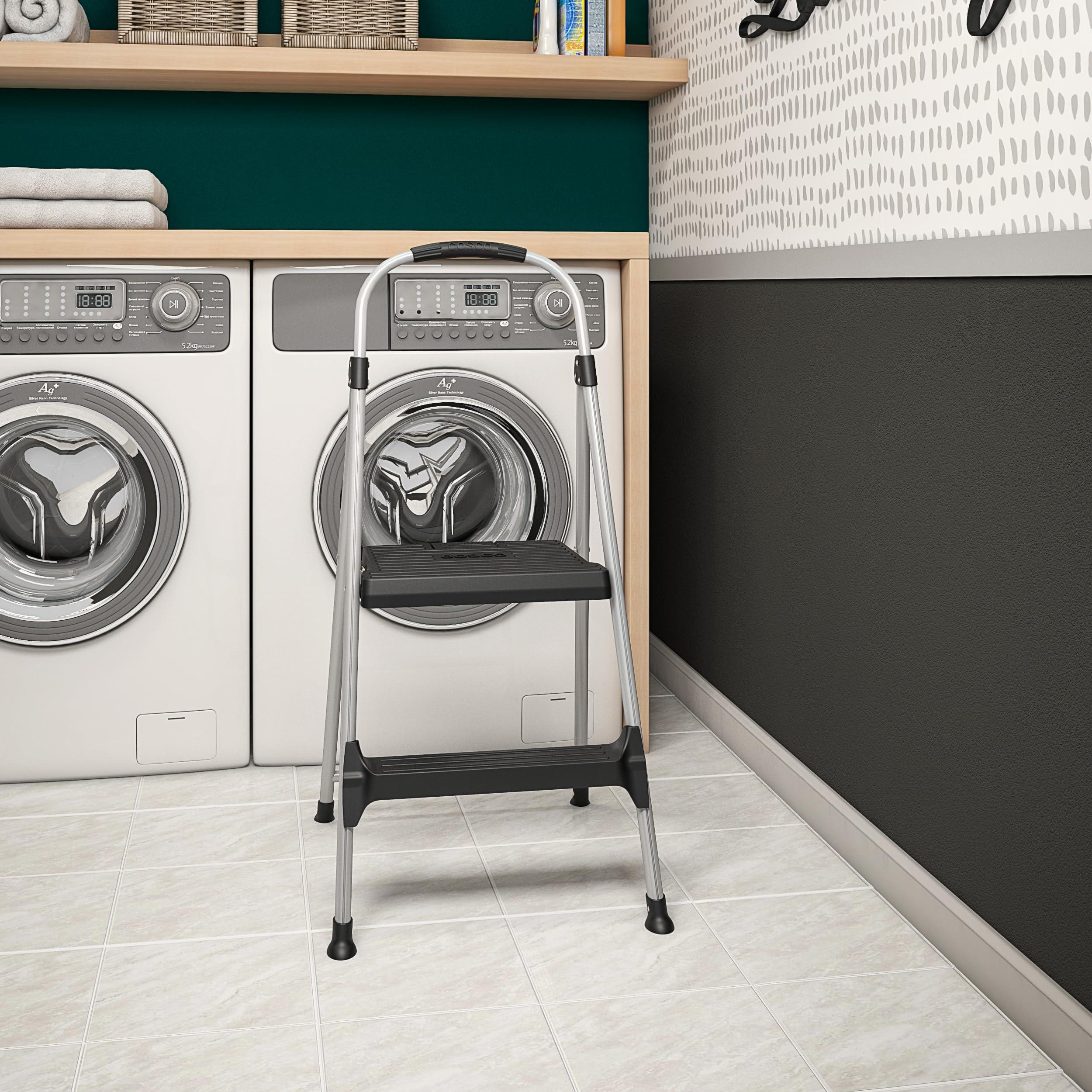 CoscoProducts Cosco 11311ABL1E 2-Step Stool, Platinum/Black