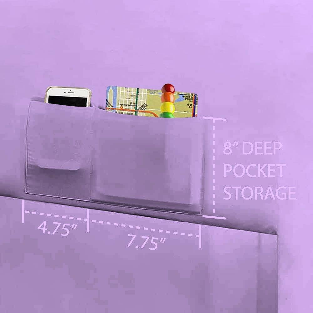 Epic Cotton Epic Cotton 4-Piece Smart Sheet Set - Luxury Soft 1000 Thread Count 8\" Inch Deep Pockets, 100% Egyptian Cotton-with Side Storage Pockets on Fitted Sheet, Twin Size, Lilac