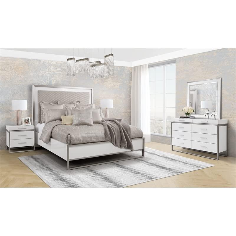 Michael Amini Michael Amini Marquee 3-Drawer Nightstand in Cloud White