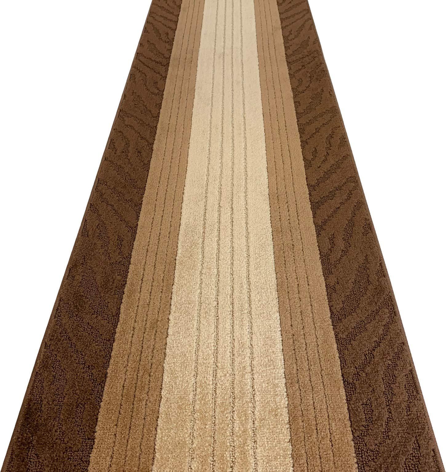 REMNAZ HOME DECOR Custom Length Special Size Non-Slip Carpet Runner Rug for Long Narrow Hallways, Prevent Slippery Cold Floors, Retro Brown, 25 '' X 15 '