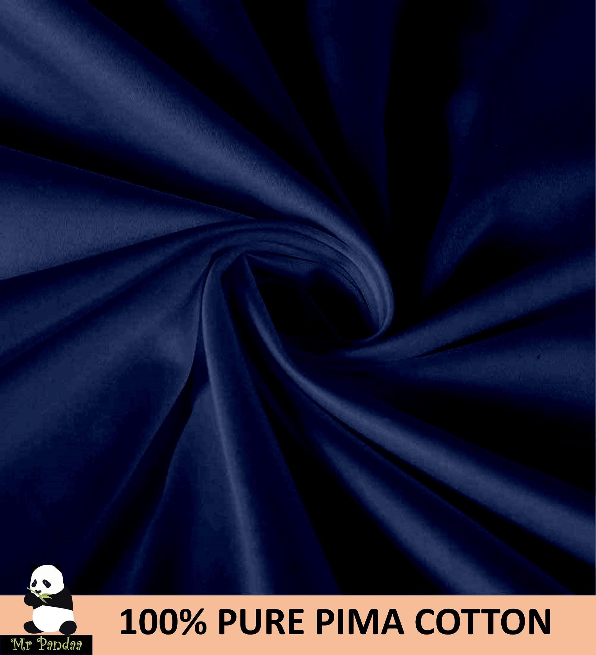 Mr Pandaa 100% American Supima Cotton 1000 Thread Count Sheet Set, Ultra Crisp, Sateen Weave Smooth Finish Plush Hotel Collection, 24\" Deep Pocket, Breathable & Fade Resistant-Full Extra Long-Navy Blue