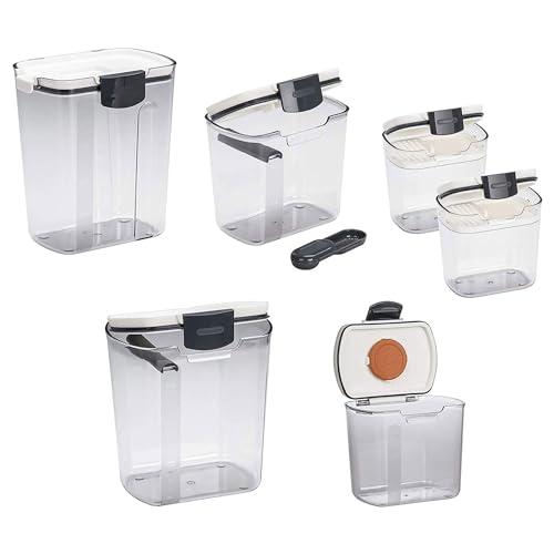 Progressive International Progressive International Prepworks ProKeeper 8 Piece Food Storage Containers Set with Air Tight Lids for Home and Professional Use, Clear/Gray