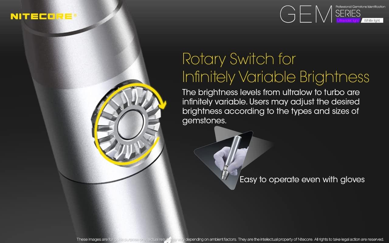 Nitecore NITECORE GEM10UV Gem Identification Flashlight with Ultraviolet LED, Black