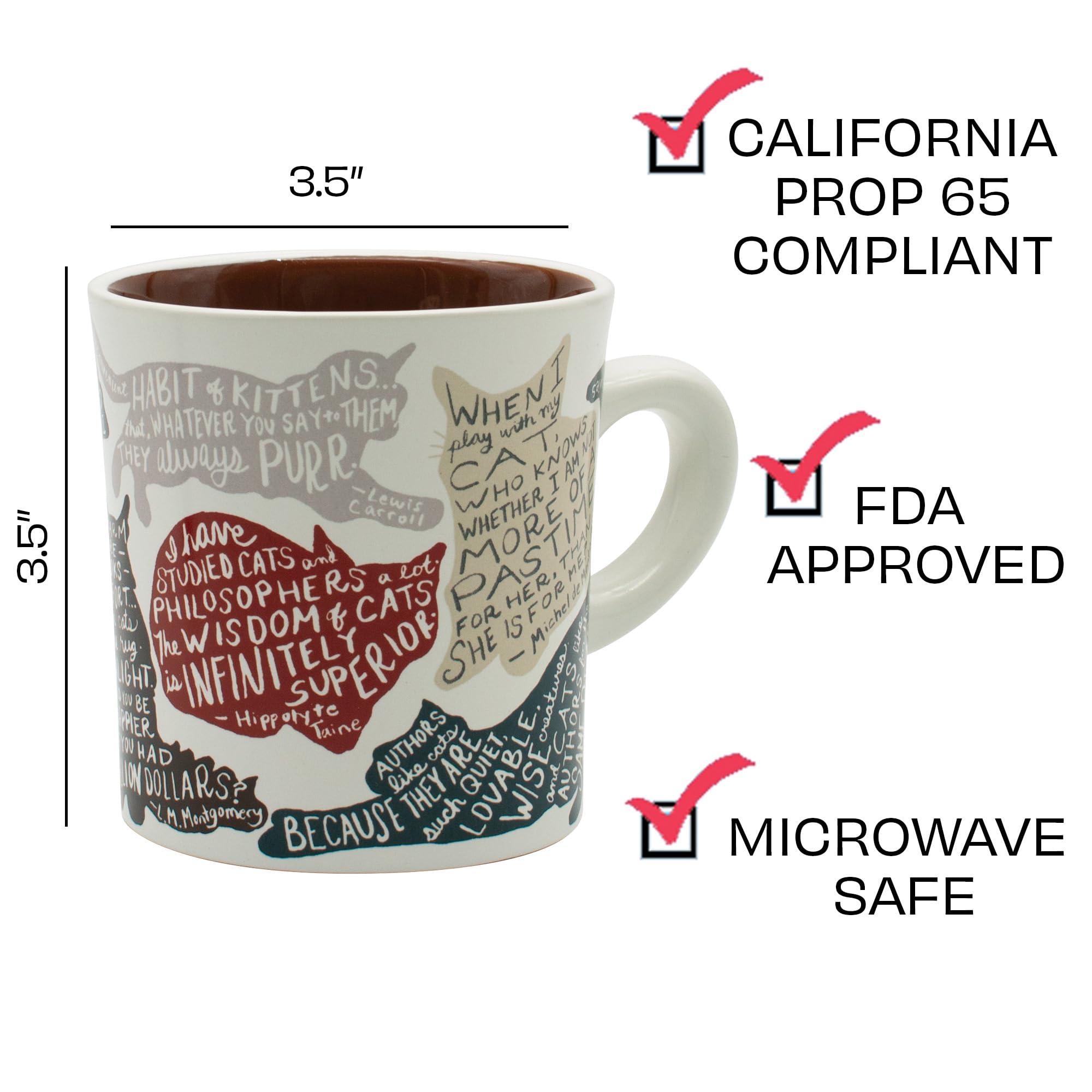 The Unemployed Philosophers Guild Literary Cat Mug - Kitten Quotes From Famous Writers Authors and Other Feline Lovers - Comes in a Fun Gift Box