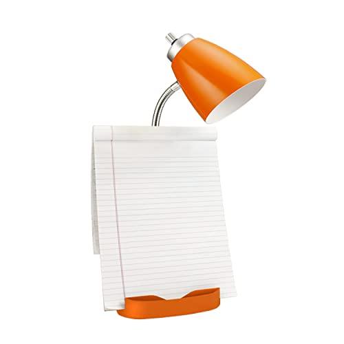 Limelights Simple Designs LD1002-ORG Gooseneck Organizer Desk Lamp with iPad Tablet Stand Book Holder, Orange
